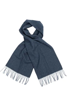 Blauer Wollschal mit Fischgrätenmuster