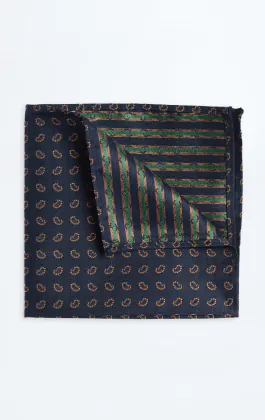 Marineblau Paisley-Muster Einstecktuch