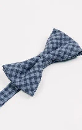 Dobell Leinenfliege Blau Gingham Karo