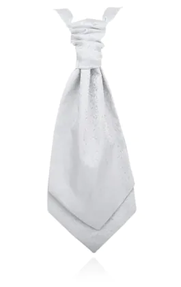 Silberne Hochzeitskrawatte mit dezenten Blattmuster für Jungen