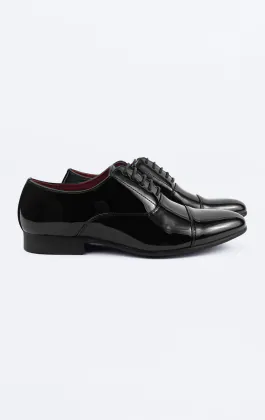 Schwarz Lack Oxford Zehenkappe Schuhe