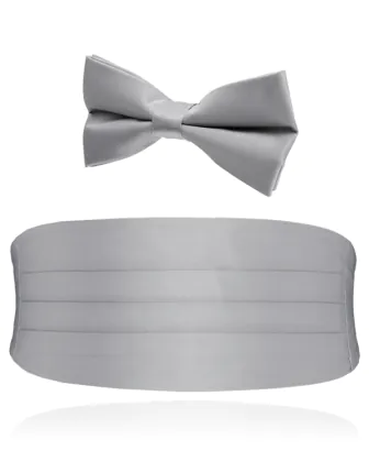 Set, Kummerbund und Fliege für Jungen, Silber