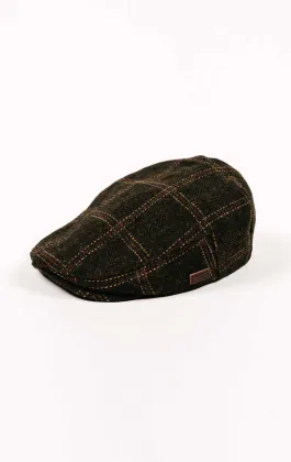 Olivgrün Twill-Karo-Flachmütze