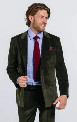 Grüner Cordjacke, Zweireihig