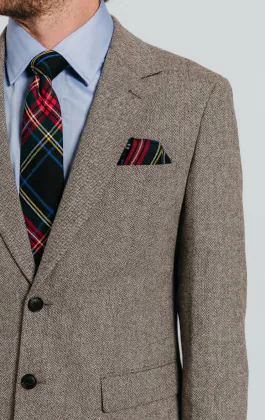 Braun Fischgrätenmuster Tweed Anzug Jackett