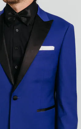 Leuchtend Blau Smoking Jackett mit Steigendem Revers