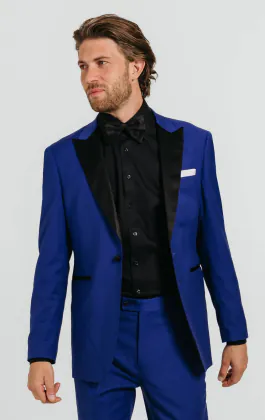 Leuchtend Blau Smoking Jackett mit Steigendem Revers