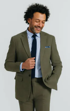 Grün Anzugjacke aus Leinen-Twill