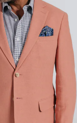 Korallenrote Safari-Jacke aus Leinen-Twill