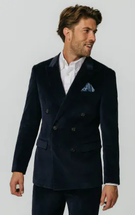 Marineblau Cordjacke, Zweireihig