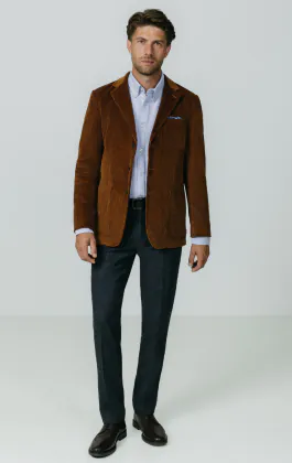 Mittelbraun Cordjacke mit aufgesetzten Taschen