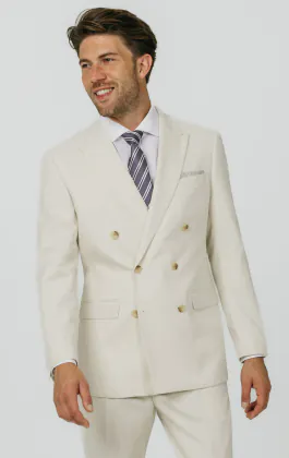 Winterweiß Twill Zweireihiges Anzugjacke mit Steigendem Revers