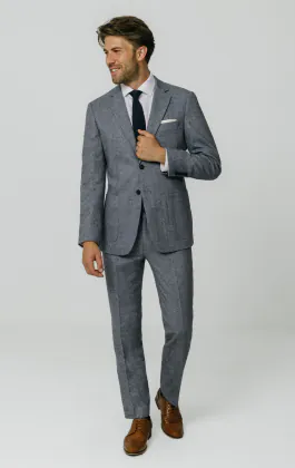 Blau Donegal Tweed Anzug Jackett