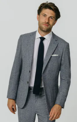 Blau Donegal Tweed Anzug Jackett