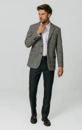 Schwarz und cremefarben Prince of Wales Tweed Karo Jackett