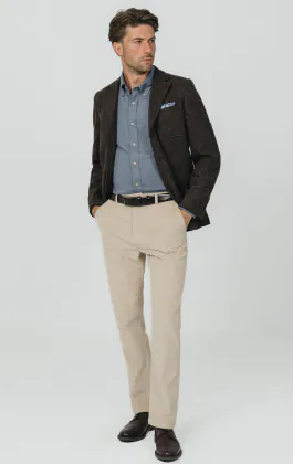 Braune Prince of Wales Tweed Karo Jackett mit aufgesetzten Taschen