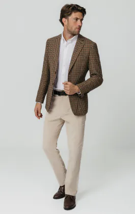 Braune Hahnentritt Tweed Jackett