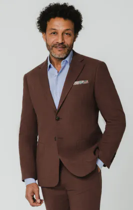 Mokka Anzugjacke aus Leinen