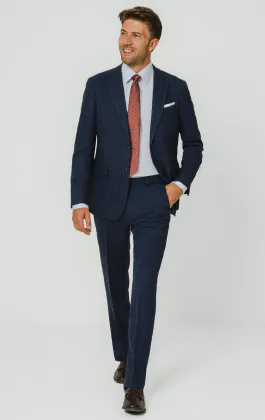 Blau Fischgrätenmuster Tweed Anzug Jackett