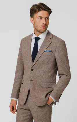 Rotholz Fischgrätenmuster Tweed Anzug Jackett