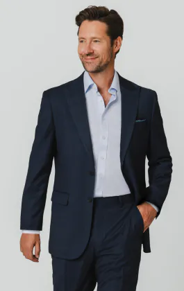 Marineblaues mit Birdseye-Muster Anzugjacke