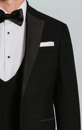 Dobell Schwarzer Slimfit Smoking Jackett mit Fallendes Revers