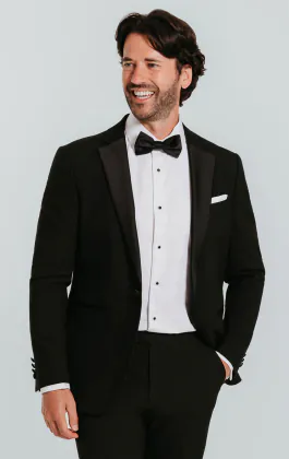 Schwarzer Slim-Fit Smoking Jackett mit Fallendes Revers