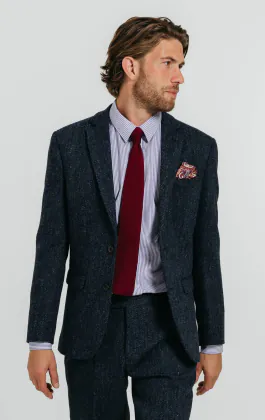 Harris Tweed Jackett, Blau, Fischgrätenmuster