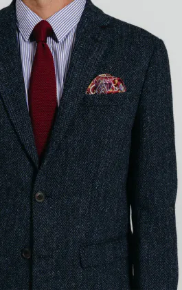 Harris Tweed Jackett, Blau, Fischgrätenmuster