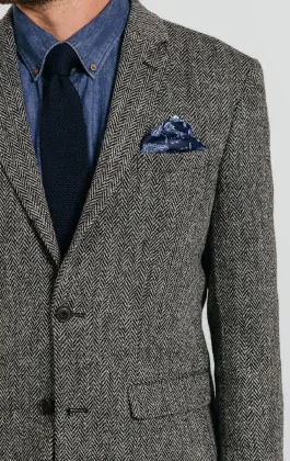 Harris Tweed Jackett, Grau, Fischgrätenmuster