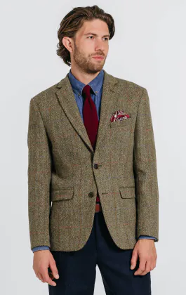 Harris Tweed Jackett, Grün, Karomuster