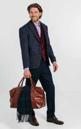 Harris Tweed Blazer, Dunkelblau, Karomuster