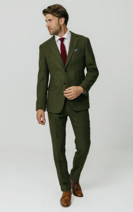 Tweed Jackett, Grün, Großes Karo