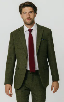 Tweed Jackett, Grün, Großes Karo