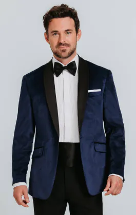 Samt Jackett in Marineblau