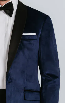 Jackett, Slim-Fit, Marineblau, Samt