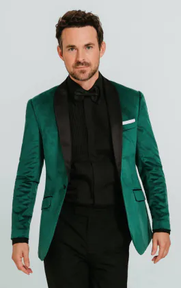 Jackett, Slim-Fit, Dunkelgrün, Samt