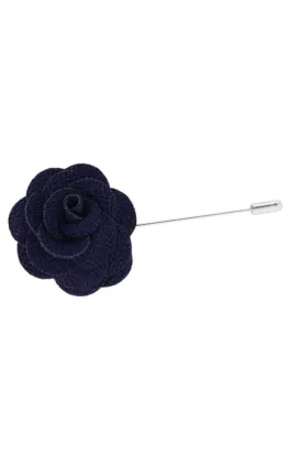Reversnadel, Blumenmotiv, Marineblau