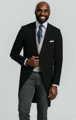 Cut-Anzug, Schwarz, Slim-Fit