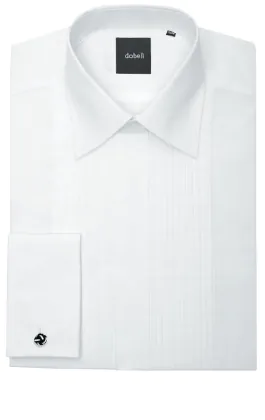 Weißes Slim-Fit Hemd mit Gefältelter Hemdbrust und Klassischem Kragen