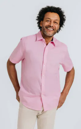 Rosa Leinenhemd mit Kurzarm