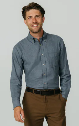 Blaues Hemd aus gebürsteter Baumwolle