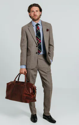 Braun Fischgrätenmuster Tweed Anzug