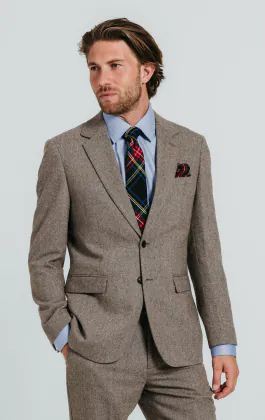 Braun Fischgrätenmuster Tweed Anzug