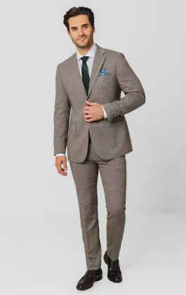 Braun Fischgrätenmuster Tweed Anzug