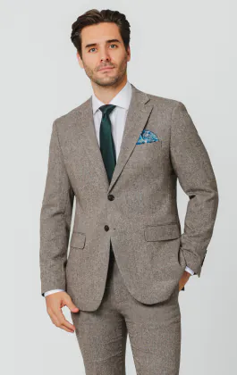 Braun Fischgrätenmuster Tweed Anzug