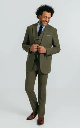 Grün 3-Teilig Anzug aus Leinen-Twill