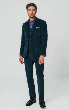 Teal 3-Teilig Cordanzug