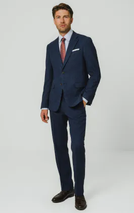 Blau Fischgrätenmuster Tweed 3-Teilig Anzug