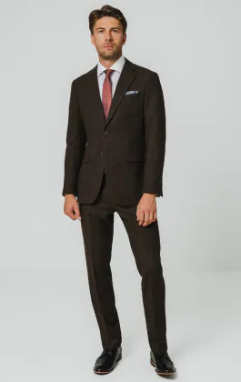 Dunkelbraun Donegal Tweed 3-Telig Anzug